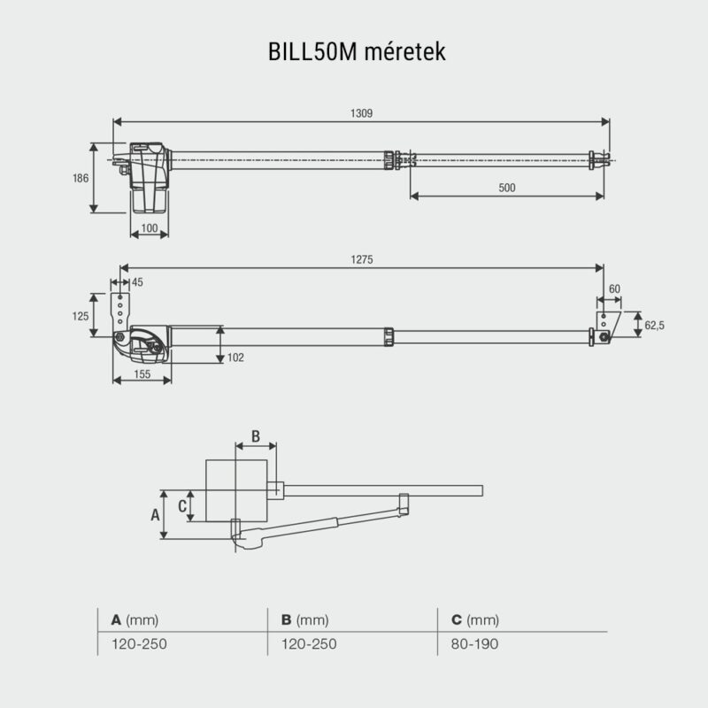 BILL5 motor méret