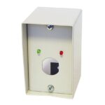 Kulcsos kapcsoló ház, szabotázsvédett szögletes ház, Kulcsos kapcsoló ház kétállású kulccsal, szabotázsvédett