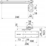 Assa Abloy DC140-EV1 ajtóbehúzó kar, karos ajtócsukó méret