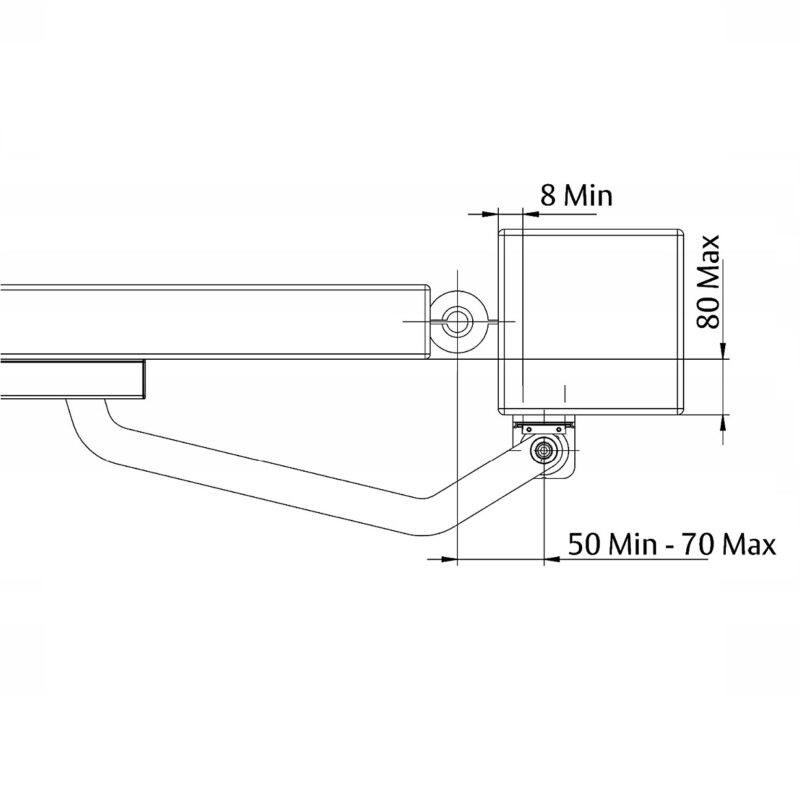 Assa Abloy DC630G-R kapubehúzó (MAB-630G), kültéri kertkapu vertikális behúzó szerelés