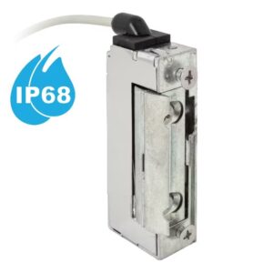 Dorcas SW99-2-NF+25C feszültségre nyitó, vízálló (IP68) szimmetrikus, keskeny, alacsony, pajzs nélküli elektromos zárfogadó 250mm vezetékkel