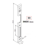 L22X hosszú zárpajzs, műanyag ajtóra, jobbos szerelés, Inox