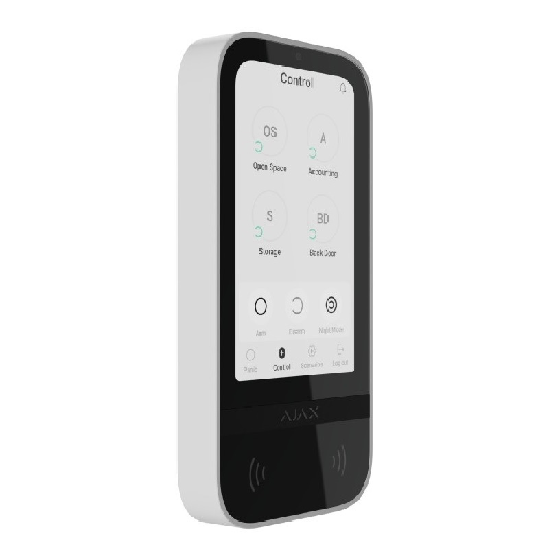 Ajax KEYPAD-TOUCHSCREEN-WHITE érintőképernyős kezelő Keypad Touchscreen WH kártyaolvasóval; fehér