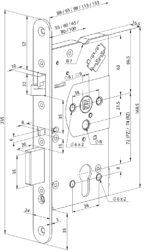 Abloy EL560 100170 72/65/24 egyirányú kilincs vezérlésű pánik zár méret