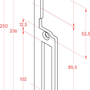 Openers & Closers F95X hosszú zárpajzs, 250mm hosszú, jobbos és balos ajtókra INOX