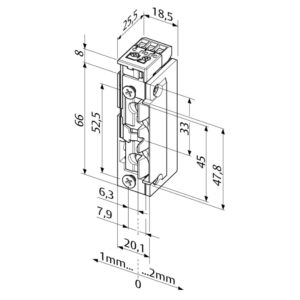 eFF FF-138.23-E91 elektromos zár, ProFix2 feszültségre záró mágneszár visszajelzéssel, 12Vdc mérete