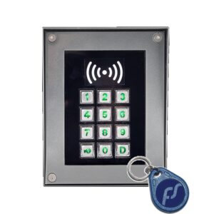 DP101-RS kódzár fizikai nyomógomb + kártyaolvasó porfestett esővédővel