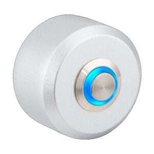 OP0213L henger alakú fémházas nyomógomb, kék LED gyűrűvel NO/NC