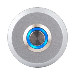 OP0213L henger alakú fémházas nyomógomb, kék LED gyűrűvel NO/NC