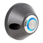 OPS1L kúp alakú fémházas nyomógomb, kék LED gyűrűvel NO/NC