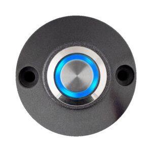 OPS1L kúp alakú fémházas nyomógomb, kék LED gyűrűvel NO/NC
