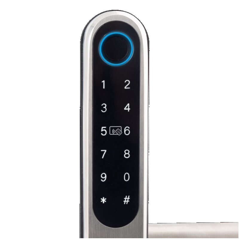 929SS-62-F(TUYA) Intelligens AIRBNB zár applikációval - INOX - ujjnyomat/RFID/PIN azonosítás  13,56 MHz