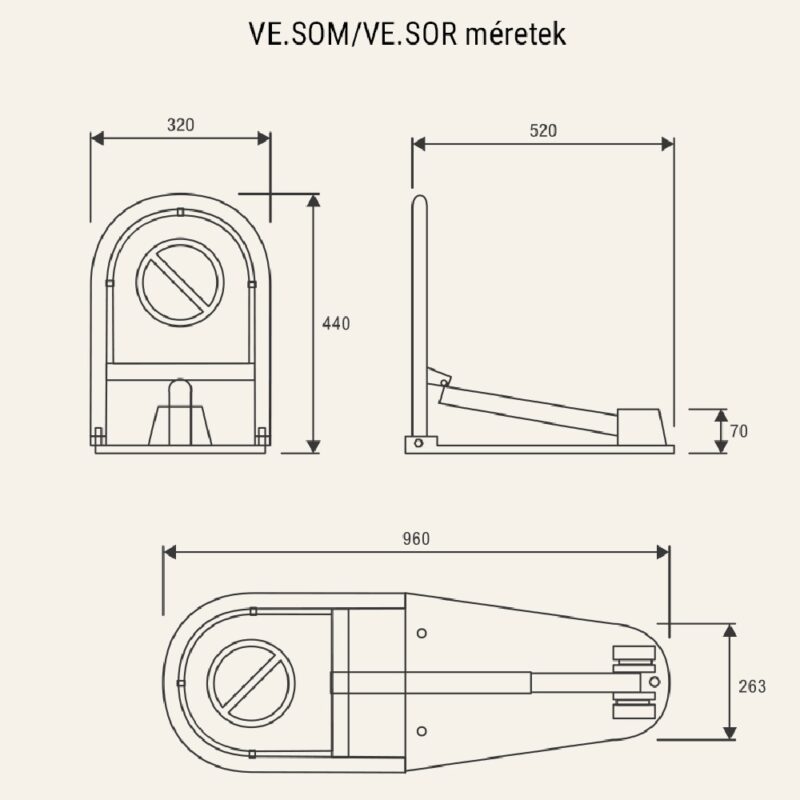 Beninca VE.SOM manuális parkolásgátló méret
