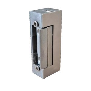 Yale YB37-12D elektromos zár, 12 V DC tápfeszültségű, feszültségre záró, fail-safe működésű, kis áramfelvételű, szimmetrikus és pajzs nélküli zárfogadó.